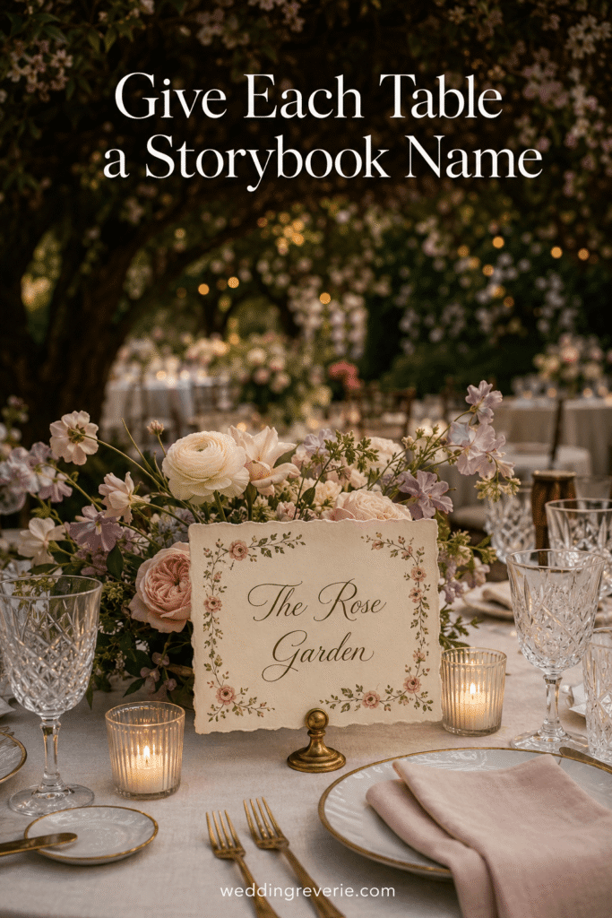 Garden wedding ideas that feel like fairytale- storybook themed tables